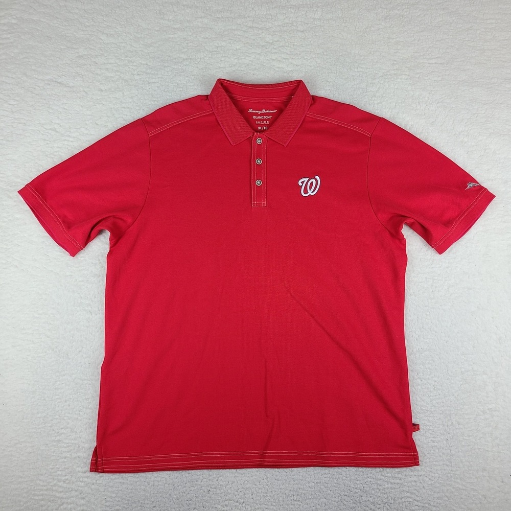 Tommy Bahama Polo Shirt Mens XL Red island Zone Supima Performance Short Sleeve